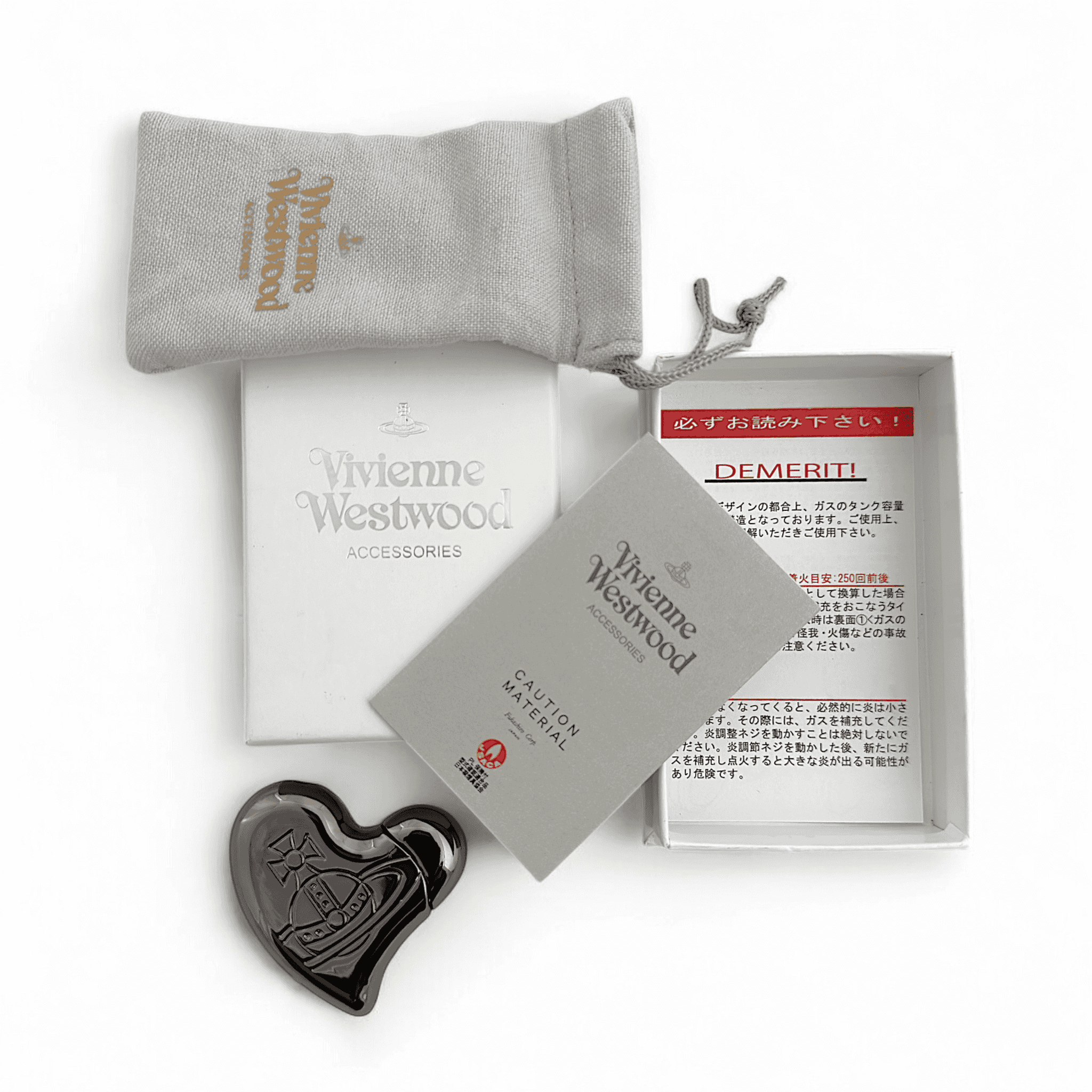 Vivienne Westwood Orb Heart Lighter in Gun Metal Tone 