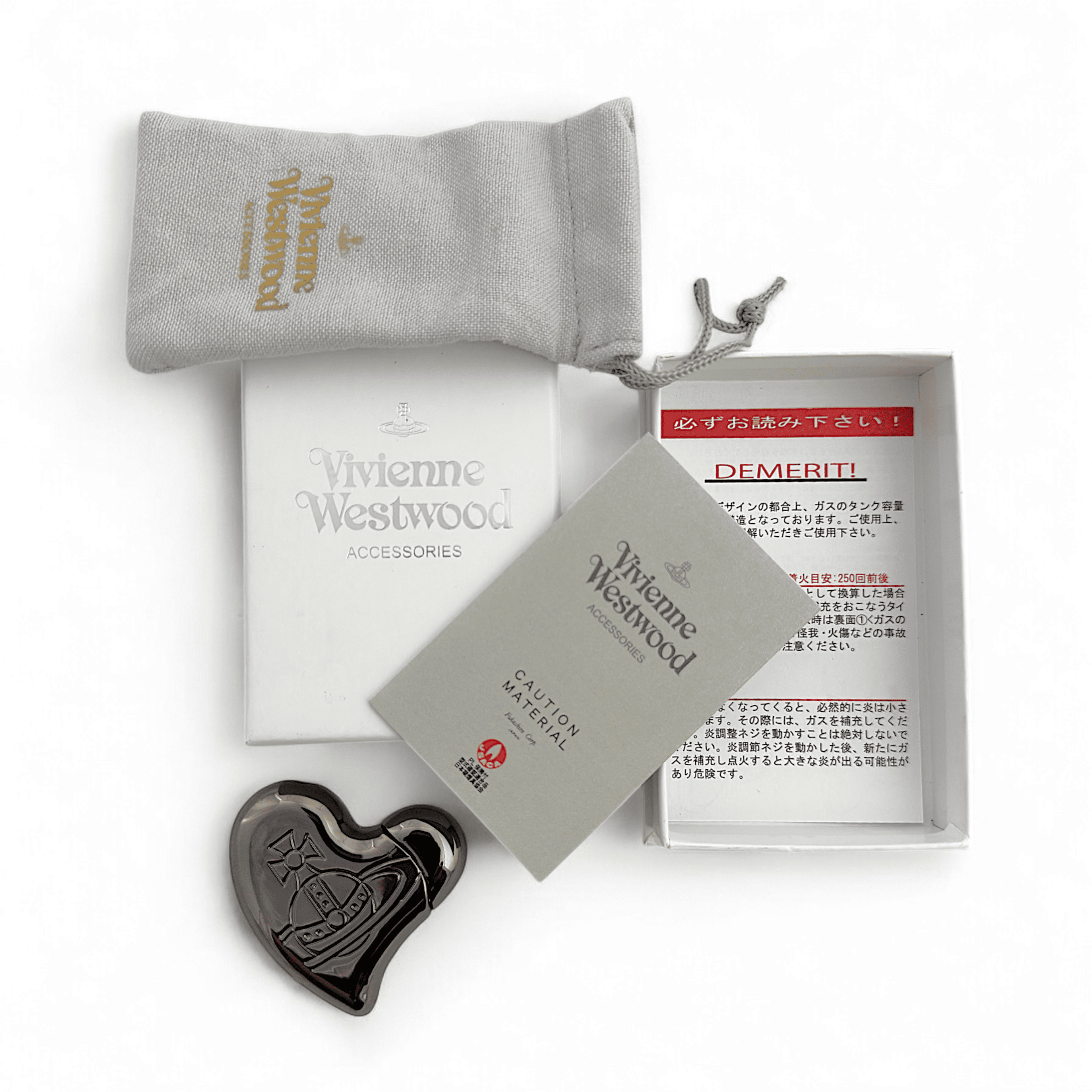 Vivienne Westwood Orb Heart Lighter in Gun Metal Tone